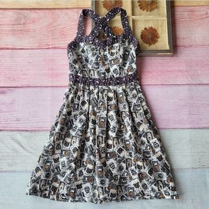 Academia Magick Tarot Print Mystical Sweetheart Button Back Fit & Flare Dress‎